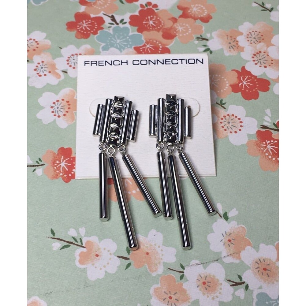 French Connection Silver Earrings Studs & Dangling Geometric Industrial Gothic